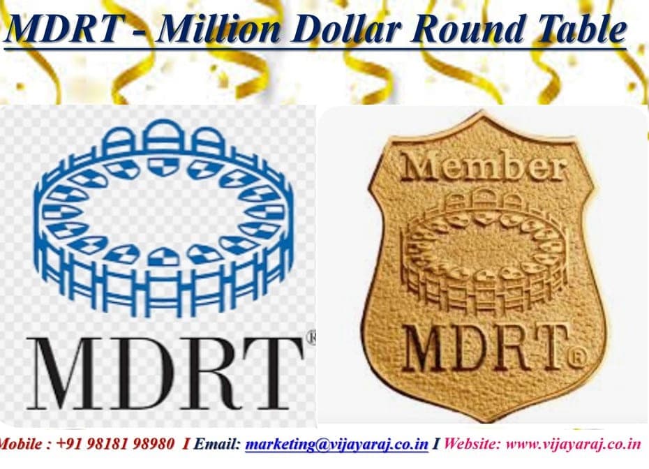 MDRT — Million Dollar Round Table — membership emblem and member badge held by VijayaRaj Consultancy Services.